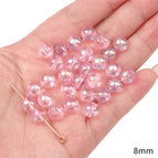 20 pieces/bag / Transparent color plated round bead 8mm aperture about 1mm light pink