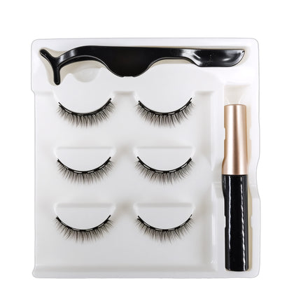 Wholesale magnetic eyeliner false eyelashes magnet false eyelashes 3D three-dimensional net red magnetic false eyelashes 3 pairs of suit