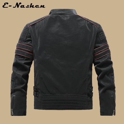 Factory Direct Sale Men's Autumn and Winter Suede Leather Jacket Fashion Slim Brushed Pu Motorcycle Trendy Brand Slim Coat