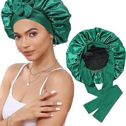 Amazon Double Layer Nightcap Color Ding Hat Women's Elastic Wide-brimmed Hair Care Hat Shower Hat Turban Bow Ribbon Round Hat