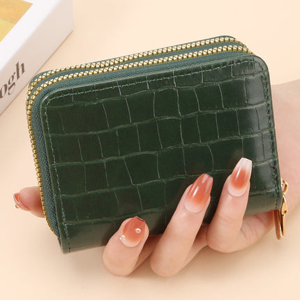 Anti-Magnetic Theft Double Pull Card Holder Fashionable Women's Crocodile Pattern Zipper Coin Purse Cross-Border Coin Purse Rfid