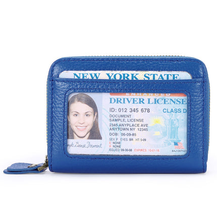 [Low Price Big Sale] First-Layer Cowhide Double-Layer Zipper Accordion Card Holder Women's Anti-Magnetic Genuine Leather Card Holder Large Capacity