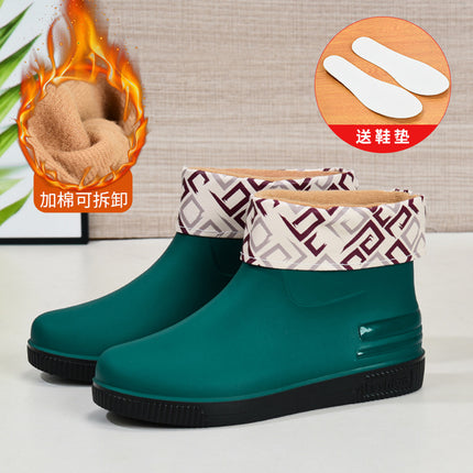 Cross-Border Hot-Selling Women's Rain Boots, Women's Short Outer Water Shoes, Warm Low-Cut Rain Boots, Waterproof Boots, Rubber Shoes, Overshoes Wholesale