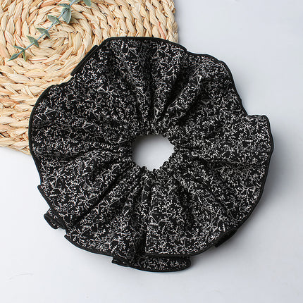 Korean Retro Niche Floral Scrunchie Black High-End Hair Tie 2025 New High-Quality Versatile Hair Accessory