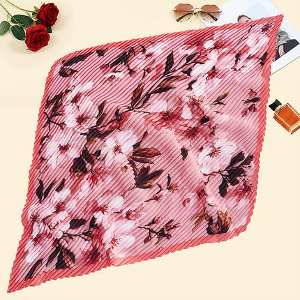 New wrinkled small square scarf female Korean imitation silk printed wrinkled small scarf Joker scarf decorative scarf wholesale