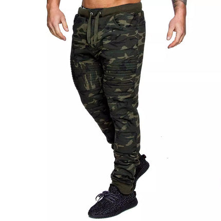 2022 Men's Casual Sports Pants European and American Foreign Trade Hip Hop Striped Design Camouflage Sports Fitness Trousers for Men