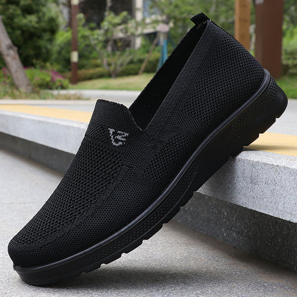 Summer Mesh New Men's Cloth Shoes Breathable Slip-On Casual Polyurethane Men's Shoes Driving Sandals Elderly Mesh Shoes