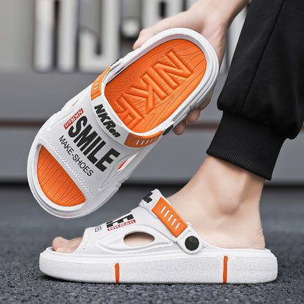 Men's Trendy Brand Slippers for Summer, Wear-Resistant, Soft-Soled, Suitable for Outdoor Use, Driving, Sports, Large Size Beach Sandals
