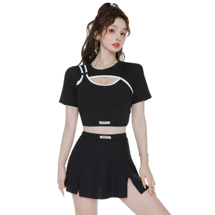 Swimsuit Women's Conservative Split Skirt Style Hot Spring New Style Pure Belly Covering Slimming Sexy Small Chest Gathering Internet Celebrous Swimsuit