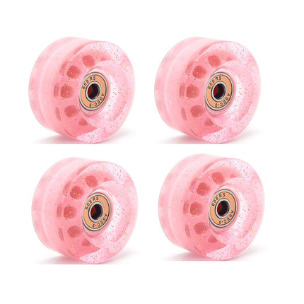 Cross-Border double-row skates transparent color non-luminous wheel four-wheel roller skates sequins pink wheel skateboard Universal