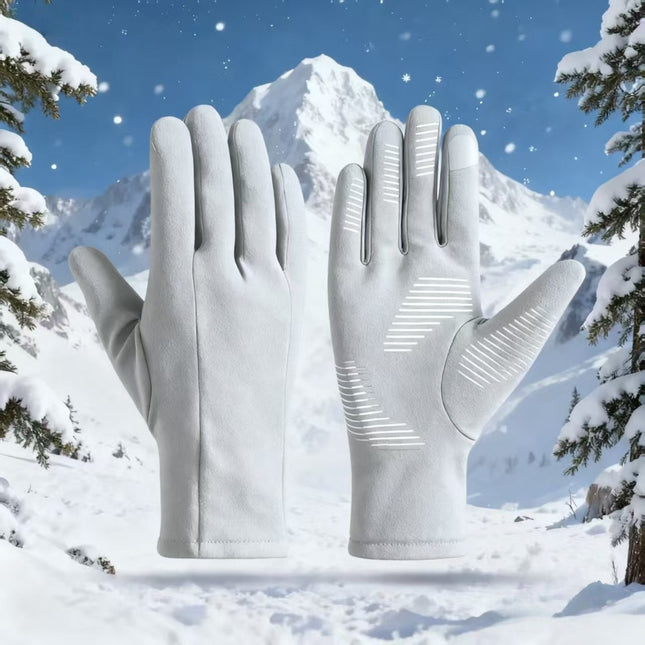 Warm Gloves Thin Cycling Ski Liner Warm Men's and Women's Touch Screen Anti-Slip Plus Velvet Mountaineering Running Gloves Cross-Border