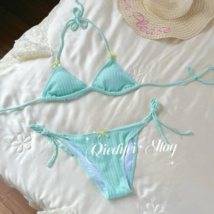 Source Manufacturer Swimsuit, Feminine, White, Small Breasts, Three-Point Strap Bikini, Split Swimsuit, Hot Spring Vacation