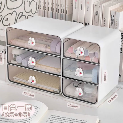 Cute Desktop Transparent Drawer Type Storage Box Student Desk Stationery Finishing Box Office Sundries Storage Box