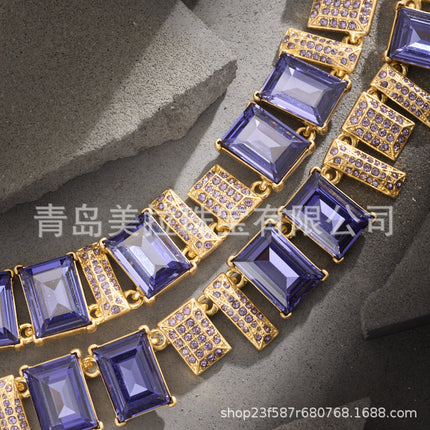 OSCAR Live Cross-border Shiny Glass Crystal Candy Elegant Light Luxury Antique Niche Design Necklace