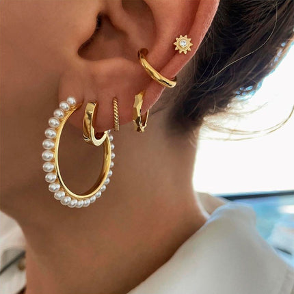 Europe and the United States cross-border hot-selling exaggerated Jane Zhu ear ring light luxury fashion personality stacked earrings earrings suit jewelry