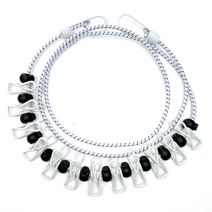 Creative Outdoor Elastic Windproof Clothesline with Positioning Buckle Korean Style Clothesline with Windproof Clip 12 Clips