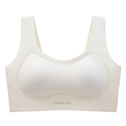 Striped Jelly Glue Underwear for Women with Wide Shoulder Straps, Nude Feeling, Anti-Sagging, Breast-Retracting Bra, Push-Up, No Rims, Can Be Shipped on Behalf of Others