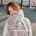 New dotted line brushed scarf pink