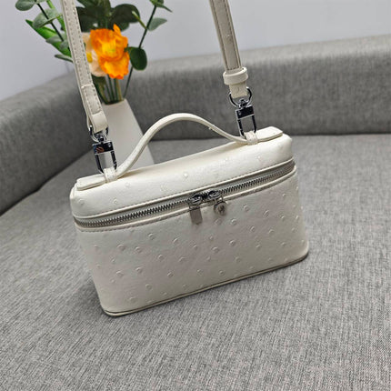 2025 New Cosmetic Bag Cross-Border Fashion Lp19 Lunch Box Bag Second Generation Ostrich Leather Handbag Crossbody Bag for Women
