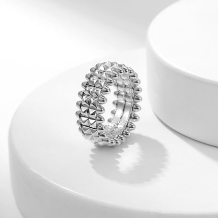 Classic Wide Rivet Ring, Fashionable and Luxurious V Gold Version, Non-Fading Couple's High-End Ring
