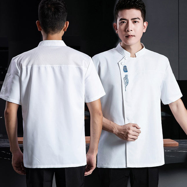 Chef Clothing Men's Short-sleeved Thin Breathable Mesh Wear-resistant Chef Work Clothes Long-sleeved Hotel Kitchen Hot Pot Baking
