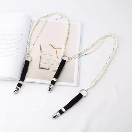 Amazon's New Pearl Rhinestone Chain Strap Clip Chain Women's Outer Wear Fashionable and Versatile Elastic Elastic Suspenders Trendy