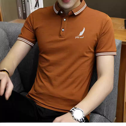 Young Men's Short-Sleeved Polo Shirt New Men's Large Size Short t Youth Half-Sleeved T-Shirt Student Polo Shirt