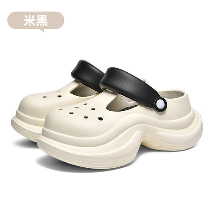 Small waisted hole shoes women wear thick bottom increased sweet casual non-slip 2025 new sandals and slippers wholesale