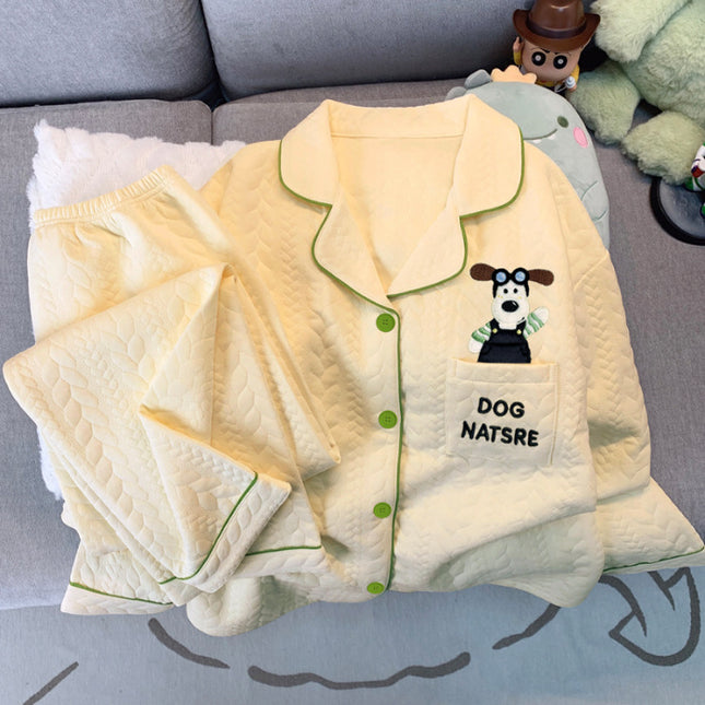 Source Factory (Real Shot) Air Cotton 240g Embroidered Gromi Dog Pajamas Loose Casual Cute Set