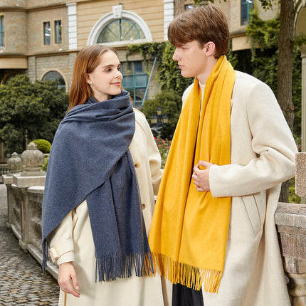Wool Scarf Women's Winter High-End Couple Scarf Solid Color Easiest for Match 2025 New Korean Cashmere Scarf Wholesale
