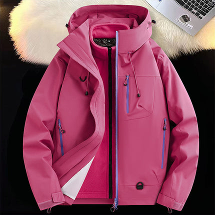 Soft Shell Jacket for Men and Women, New Three-In-One Detachable Single-Impact Hooded Jacket, Outdoor Windproof and Waterproof Mountaineering Jacket
