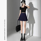 Navy blue-pleated skirt [can be matched] / S recommendations 40-45kg