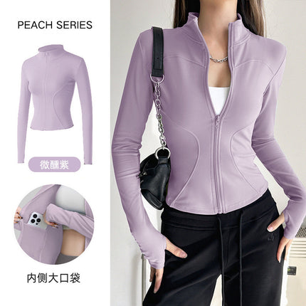 Stand Collar Slimming Fitness Clothing Slimming Yoga Top Running Sports Jacket Pilates Training Yoga Clothing