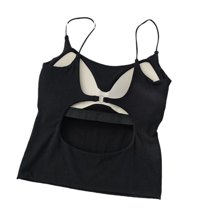 Thin Strap Back Hollow Metal Buckle Beauty Back Camisole Hot Girl with Breast Pad Fixed Cup Inner Wear Outer Wear Base Layer