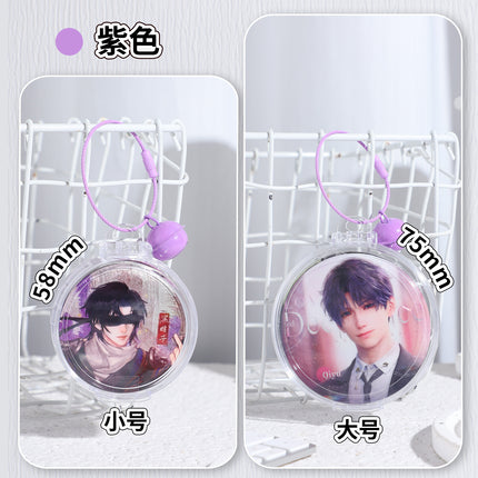 Round Badge Holder Box 58mm 75mm Badge Case Transparent Acrylic Portable Storage Box