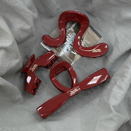 Autumn and Winter Vintage Red Hair Clip Women's 2024 New High-end Shark Clip Back Head Elegant Grab Clip Headwear Hairpin Hair Accessories