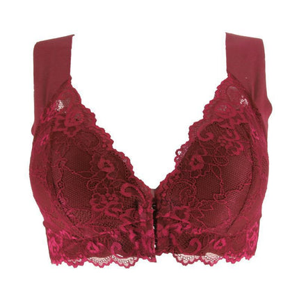Cross-border sexy lace no steel ring bra back underwear European and American back corset plus size front buckle vest bra wholesale