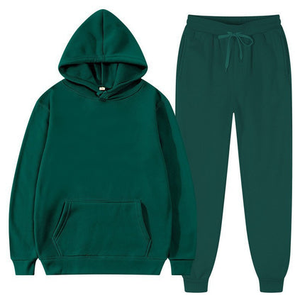 Men's suit Foreign Trade Cross-border Sports Sweater Pullover Sweater Fleece Fashion Solid Color Men's Hoodie Two-piece Set