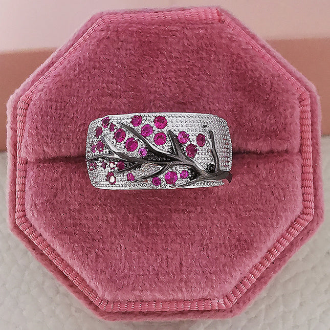 shein cross-border original personalized handmade jewelry forest retro handmade glaze design branch ring r6165