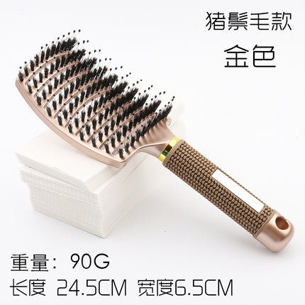 Factory Direct sales bristle big curved comb fluffy curly hair shape comb household hair massage comb oil head rib comb