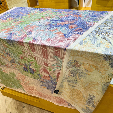 Fubao Rainforest Double-Sided Heterochromatic Silk Wool Large Square Scarf Autumn and Winter Warm Velvet Silk Wool Scarf Women's Shawl