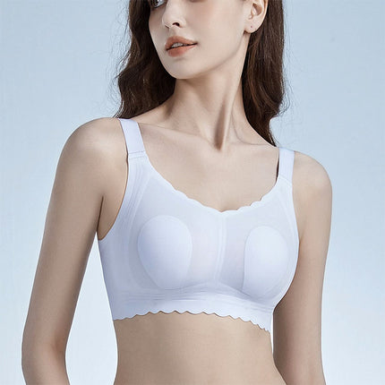 240804 Summer Cool Ultra-thin Seamless Big Chest Showy Rabbit Ear Cup Women's Non-rimless Parammary Bra