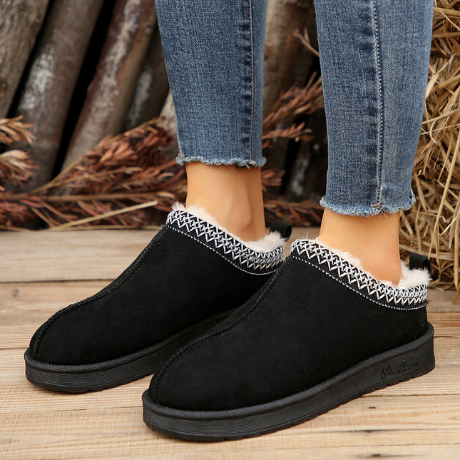 2023 autumn and winter New snow boots low tube slip-on cotton shoes ethnic style warm lazy shoes foreign trade order generation
