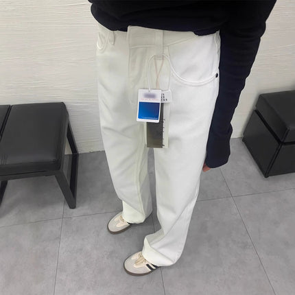 Petite Narrow Wide-Leg White Jeans for Women 2025 Spring New High-Waisted Loose Drape Straight Floor-Length Pants