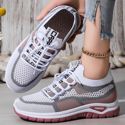 Shoes for Women, Versatile New Sports Shoes, Breathable Mesh Casual Shoes, Cross-Border Soft-Soled Comfortable Lace-Up Running Shoes