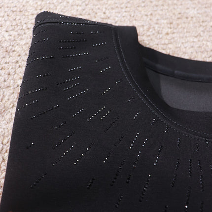 American-style High Street Casual Heavy Hot Drilling Meteor Shower Cross Plus Size Crewneck Sweatshirt Top fleece-lined Fat