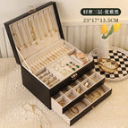 Diamond black three-layer jewelry box