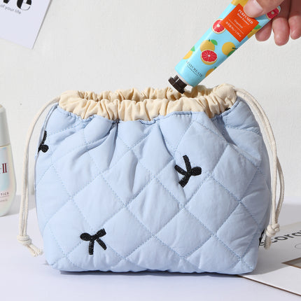 Cross-Border Makeup Brush Quilted Cosmetic Bag Large Capacity Tote Cosmetic Bag Fashionable Simple Korean Style Floral Storage Bag