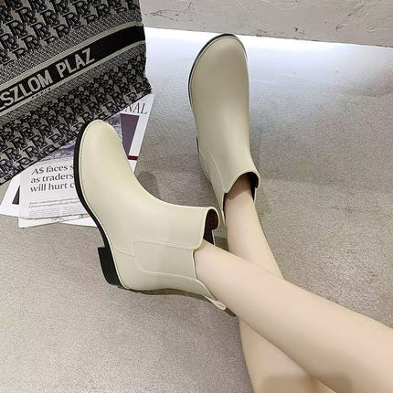 Rain Boots for Women, Mid-Calf Rain Boots for Women, Non-Slip Low-Cut Waterproof Glue Shoes, Warm Thick-Soled New Rain-Proof Shoes