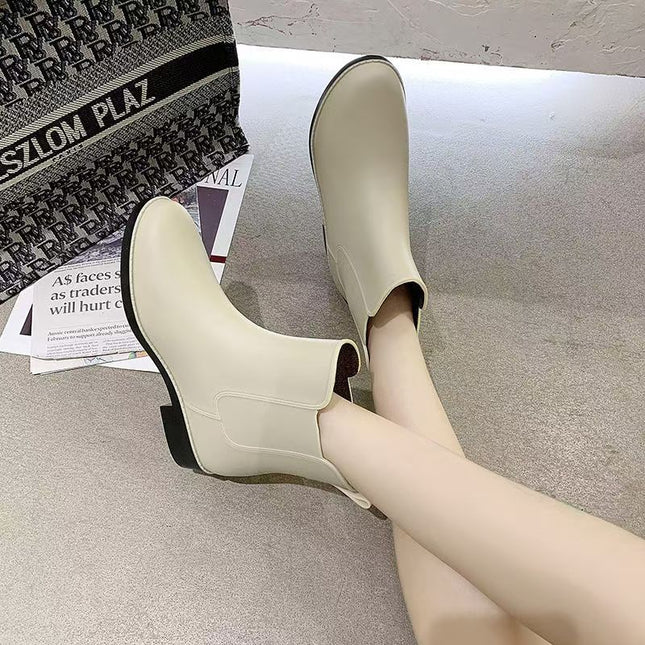 Rain Boots for Women, Mid-Calf Rain Boots for Women, Non-Slip Low-Cut Waterproof Glue Shoes, Warm Thick-Soled New Rain-Proof Shoes